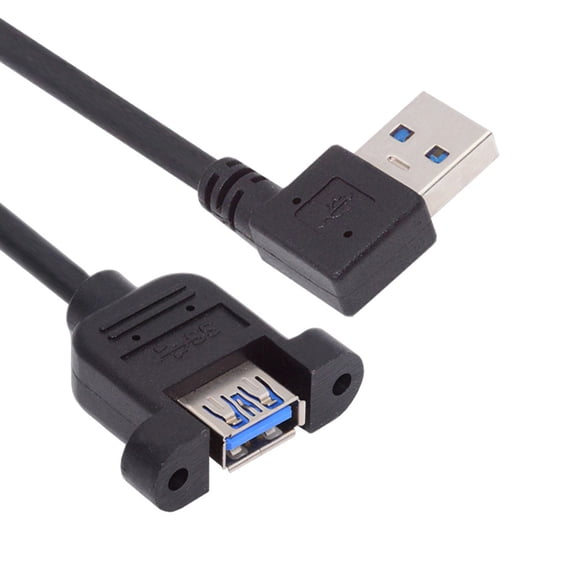 Xiwai Left Angled USB 3.0 Male to Female Type-A Panel Type Header Cable 90 Degree Connector 30cm