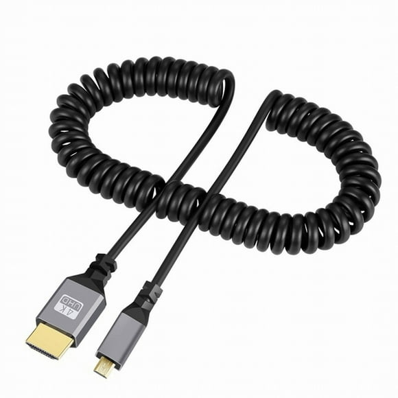 Xiwai Micro HDMI 2.0 Male to HDMI Male 4K 60hz Stretch Coiled Cable Straight Connector for HDTV Computer Laptop Monitor