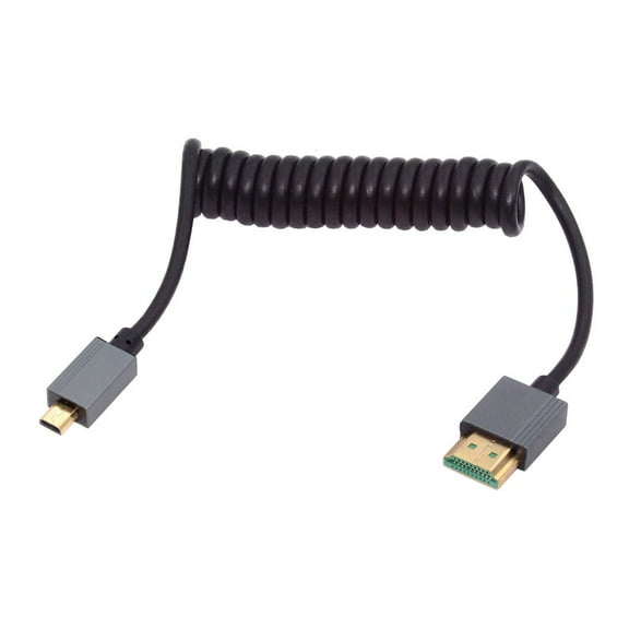 Xiwai Micro HDMI 2.1 Male Type-D to HDMI Male 8K 60hz Stretch Coiled Cable 100cm for HDTV Camera Laptop Monitor
