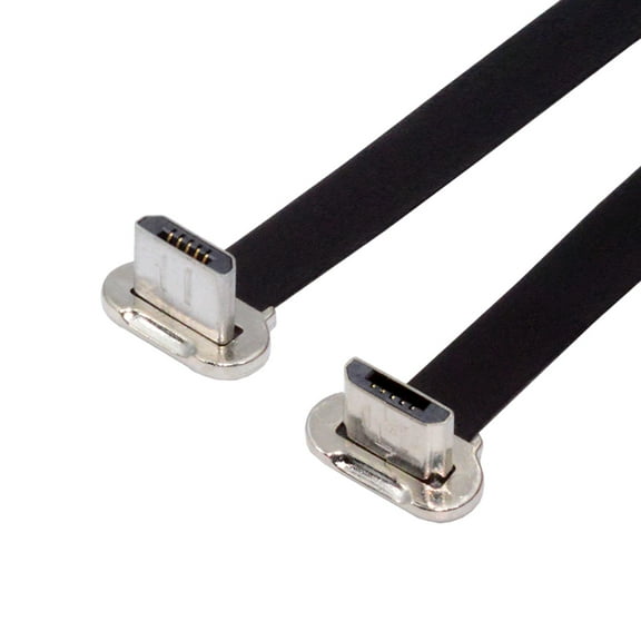 Xiwai Micro USB2.0 Male to Micro USB Male 5Pin Ultra Slim Flat Data Charge Cable 16cm Down to Up Angle 90 Degree Connector