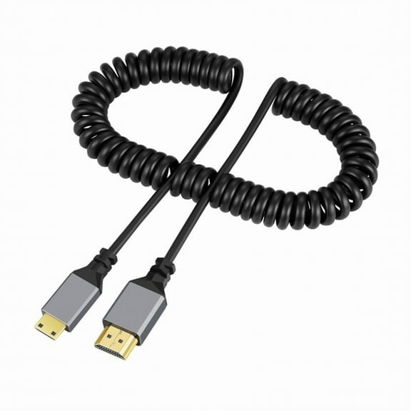 Xiwai Mini HDMI 2.0 Male to HDMI Male 4K 60hz Stretch Coiled Cable Straight Connector for HDTV Computer Laptop Monitor