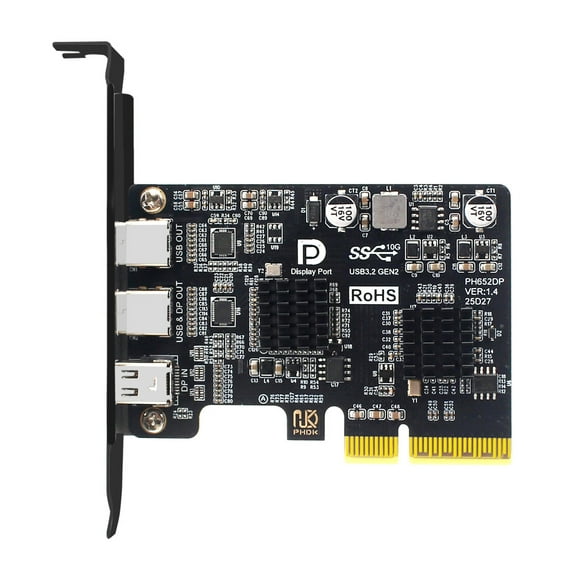 Xiwai PCI-E Express 4x & Mini Displayport 1.4 Input to Dual 10Gbps USB ...