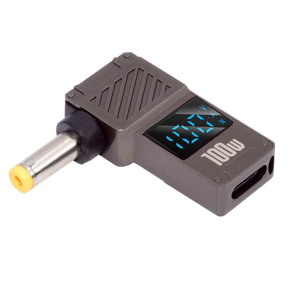 Xiwai Type-C USB-C Input to DC 5.5x1.7mm Jack Smart LED Display 100W Output Power 20V 5A PD Charge 65W Adapter for Laptop
