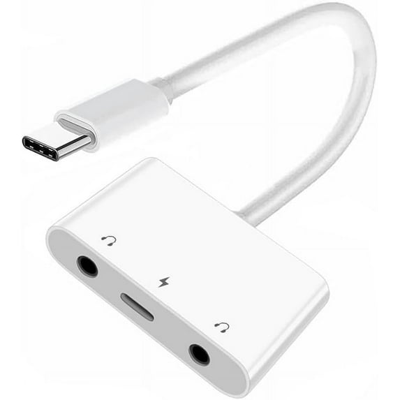 Xiwai Type C USB-C to Dual 3.5mm Audio AUX & MIC Sound Card with PD Power Charge Adapter Compatible with Laptop Tablet Phone