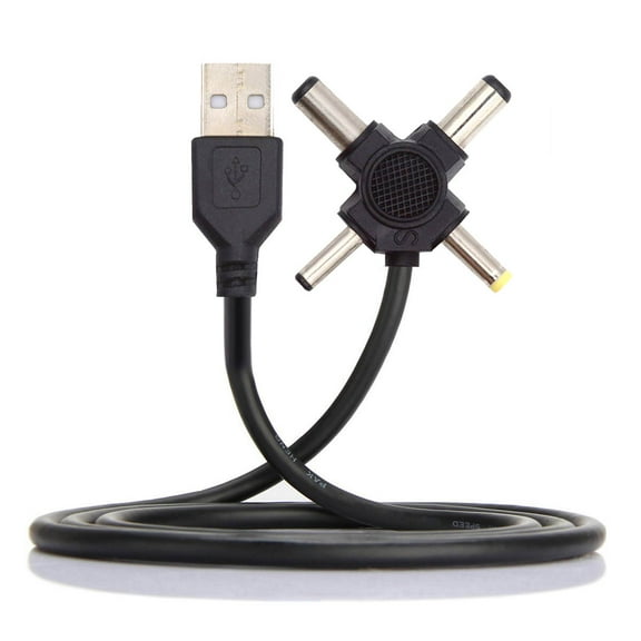 Xiwai USB 2.0 Type-A Male to 4-in-1 DC 5V 5.5x2.5mm 5.5x2.1mm 4.0x1.7mm 3.5x1.3mm Power Plug Barrel Connector Charge Cable