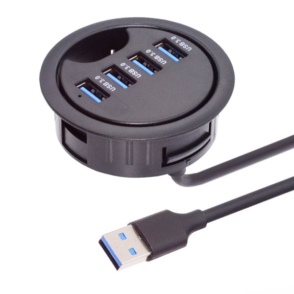 Xiwai USB 3.0 Hub 4 Port USB 60mm Desk Grommet Splitter Dock Station Interface for Desktop PC Desk