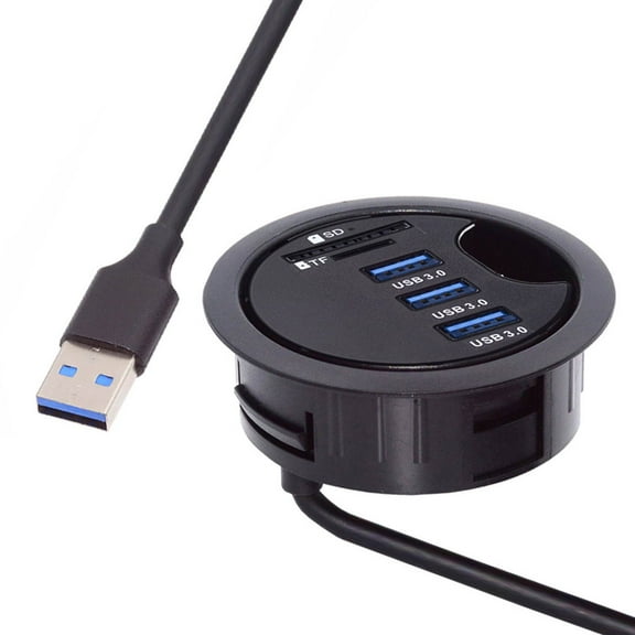 Xiwai USB 3.0 Hub SD TF 3 Port USB 60mm Desk Grommet Splitter Dock Station Micro-SD Card Reader for Desktop PC Desk