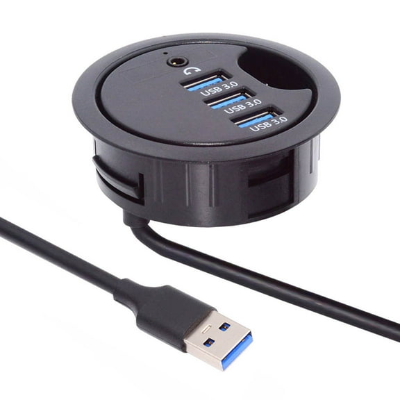 Xiwai USB 3.0 Hub Sound Card 3 Port USB 60mm Desk Grommet Splitter Dock Station Headphone Mic Audio Interface for Desktop PC