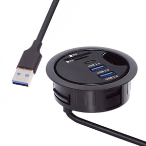 Xiwai USB 3.0 Hub Sound Card USB-C 2 Port USB 60mm Desk Grommet Splitter Dock Station Headphone Mic Audio Interface for Desktop PC Desk