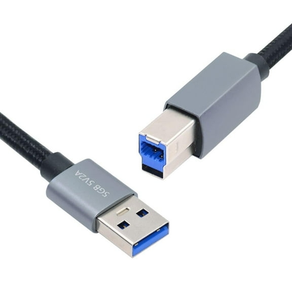 Xiwai USB 3.0 Type-A Male to Standard 3.0 B Male Cable Silver 5Gbps for Disk SSD Camera Data 30cm