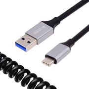 Xiwai USB 3.0 Type-A Male to USB-C Type-C Male Stretch Coiled Cable 100cm Extension 5Gbps for Disk Phone Camera Data