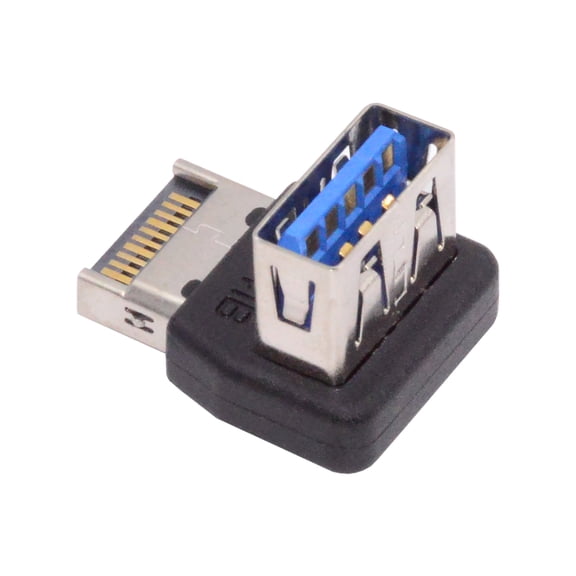 Xiwai USB 3.1 Front Panel Header Male Type-E to Type-A USB3.0 Female Data Adapter Down Angled 90 Degree for Motherboard