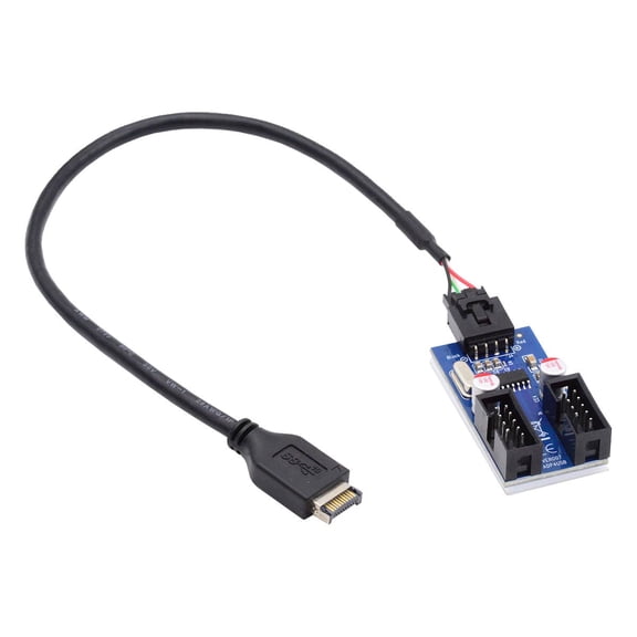 Xiwai USB 3.1 Front Panel Header Type-E to 4pin IDC Housing USB Type-A Male 1 to 2 Female Motherboard 9pin Header HUB Adapter Port Multiplier
