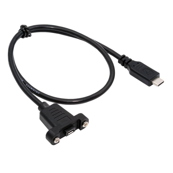 Xiwai USB2.0 Micro 5Pin Female to Type-C USB-C Male Power Cable 480Mbps Data with Panel Mount Holes 50cm