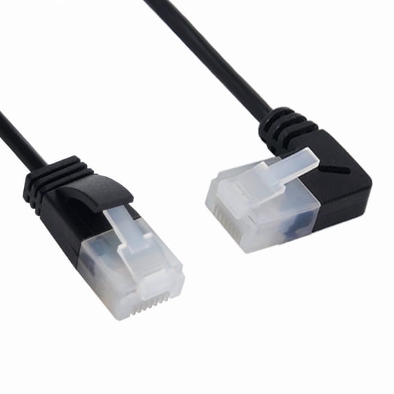 Xiwai Ultra Slim Cat6 Ethernet Cable RJ45 Right Angled to Straight UTP Network Cable Patch Cord 90 Degree Cat6a Lan for Laptop Router TV BOX