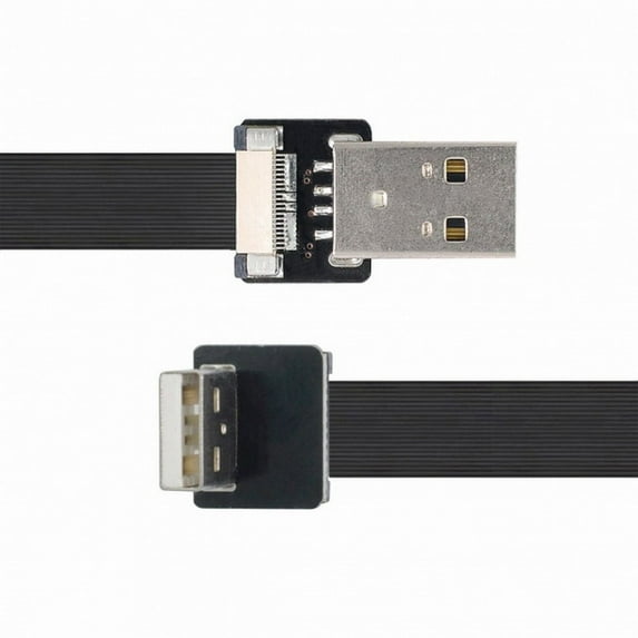 Xiwai Up Angled USB 2.0 Type-A Male to Type-A Male Data Flat Slim FPC Cable 90 Degree for FPV and Disk and Scanner and Printer