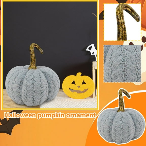 Xiware Halloween Greys Pumpkin Autumns Decoration Knitted Pumpkin Ornament,as show
