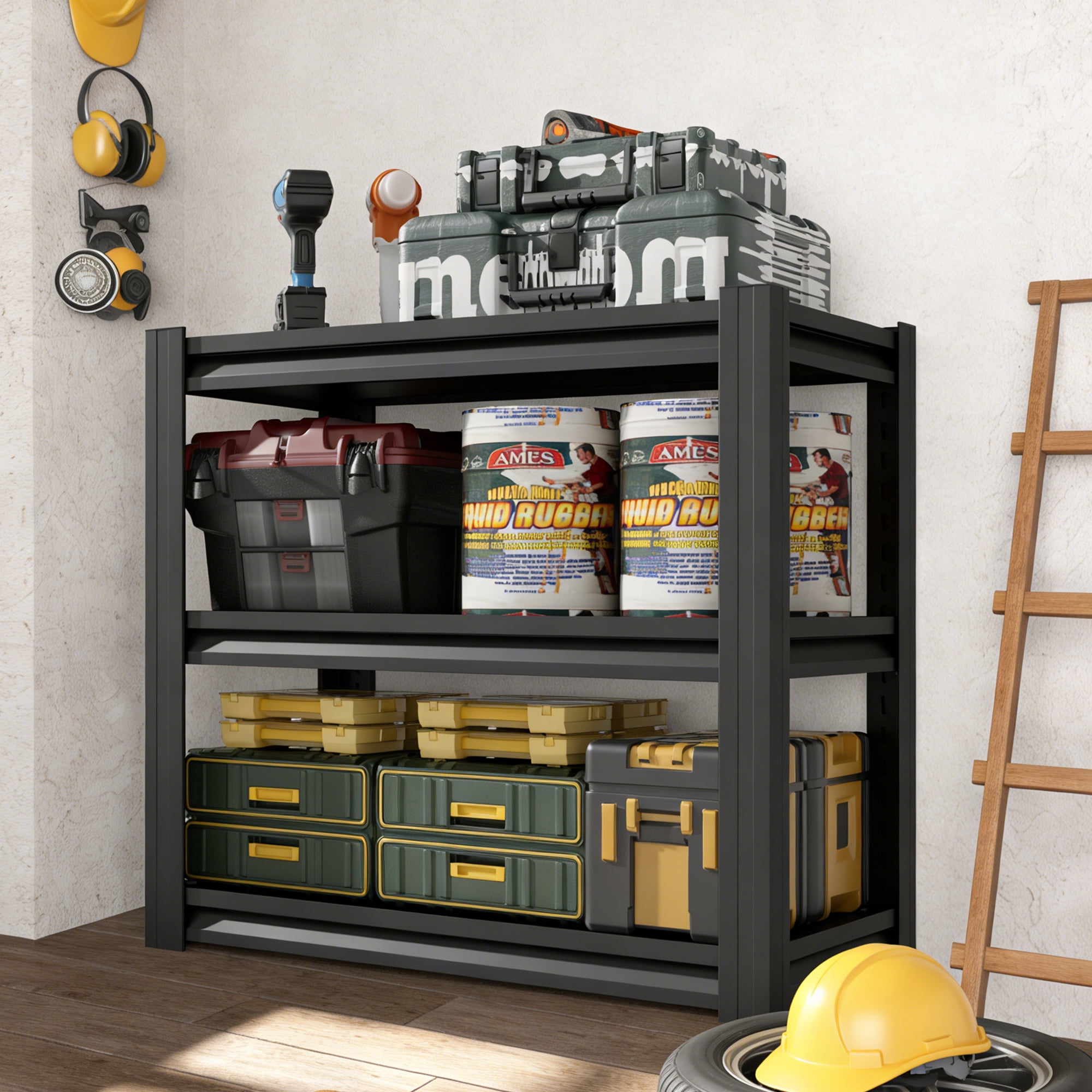 Xiweot 3-Tier Heavy Duty Metal Storage Shelving,660lbs Capacity Adjustable Industrial Metal Shelving Unit,Freestanding Storage Rack for Garages,Kitchen,Pantry,34"W x 18"D x 31.5"H