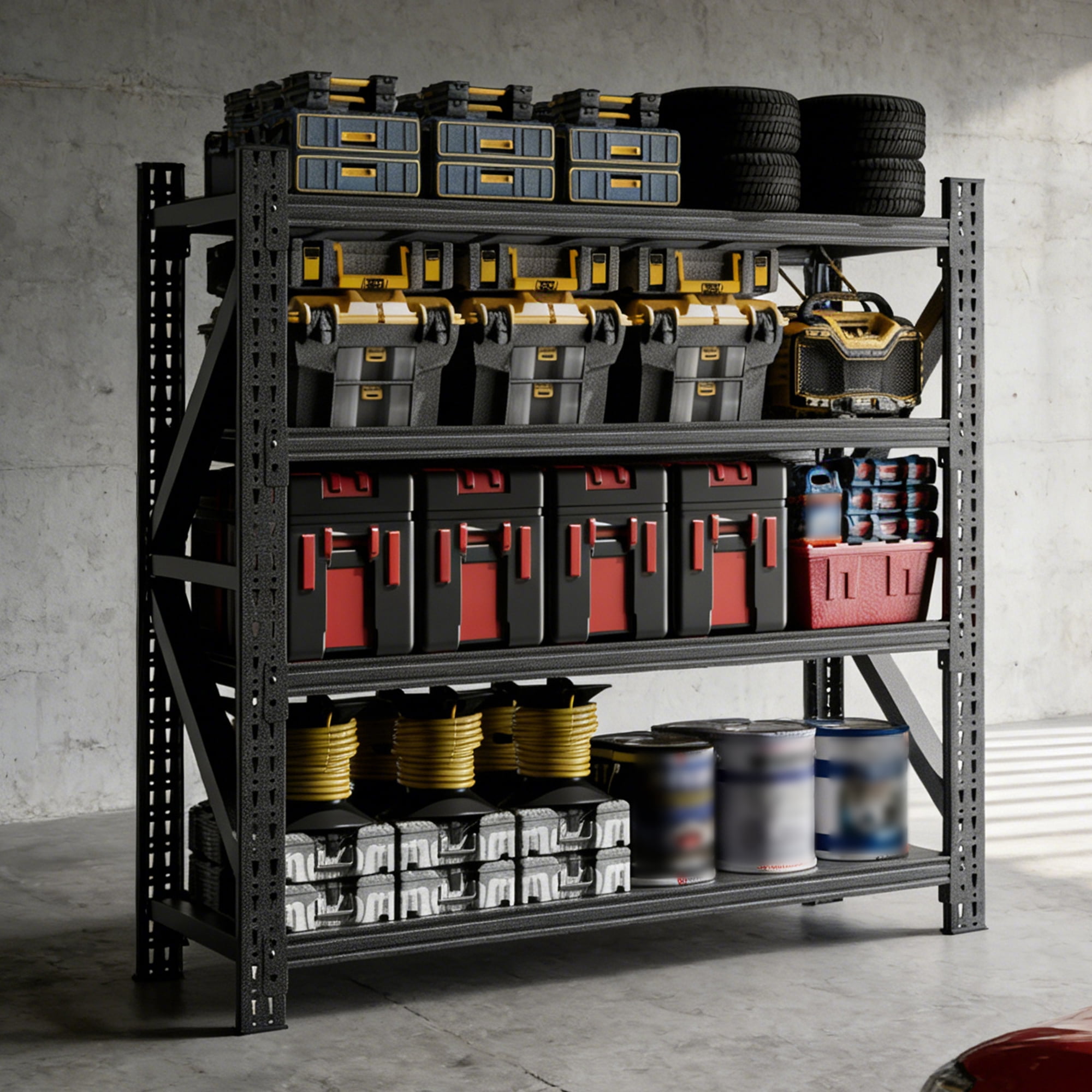 Xiweot 4-Tier Heavy Duty Metal Storage Shelving,5000lbs Capacity Adjustable Industrial Metal Shelving Unit,Freestanding Storage Rack for Garages,Warehouses,Pantry,71"W x 23.7"D x 69"H