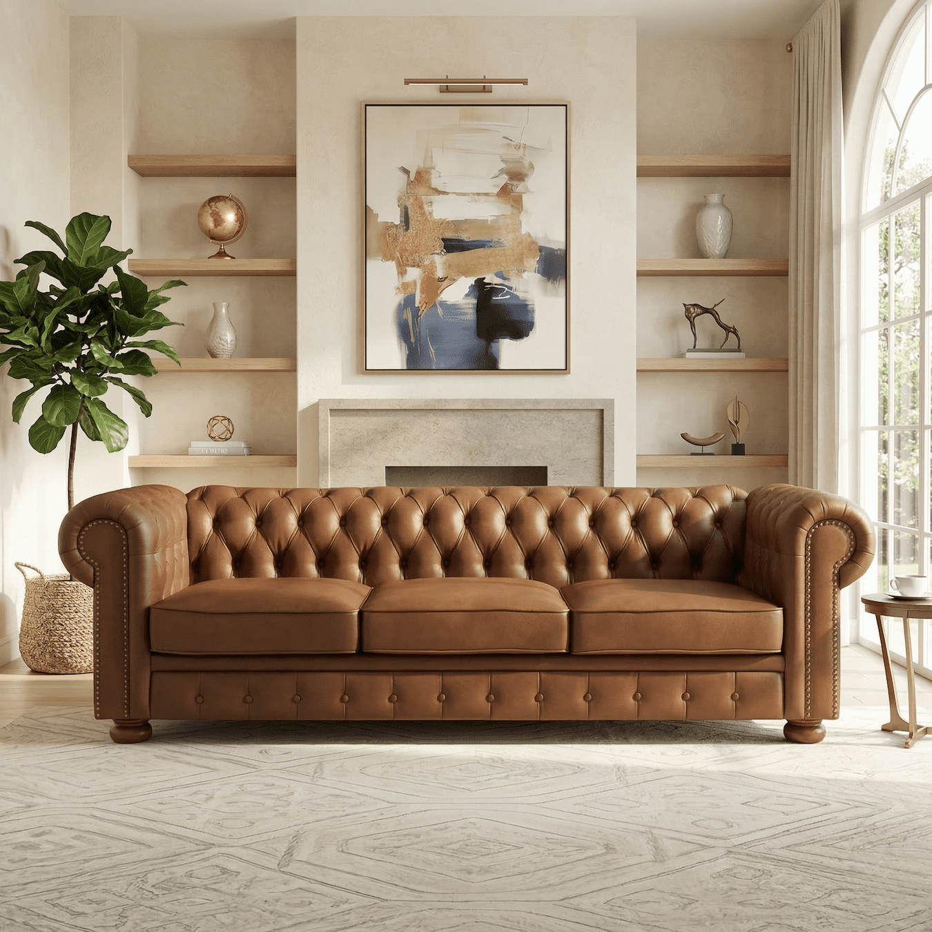 Xiweot Classic Chesterfield Sofa, Mid Century Modern Couch with Deep Seat for Living Room, Office & Apartment