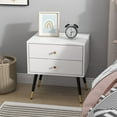 thumbnail image 1 of Xiweot Nightstand White Dresser with 2 Drawers, Vertical Storage Tower Fabric Dresser for Bedroom, Hallway, Entryway, Nursery, Closet Organizer, Bedside Table Furniture, Sturdy Steel Frame, Wood Top, 1 of 7