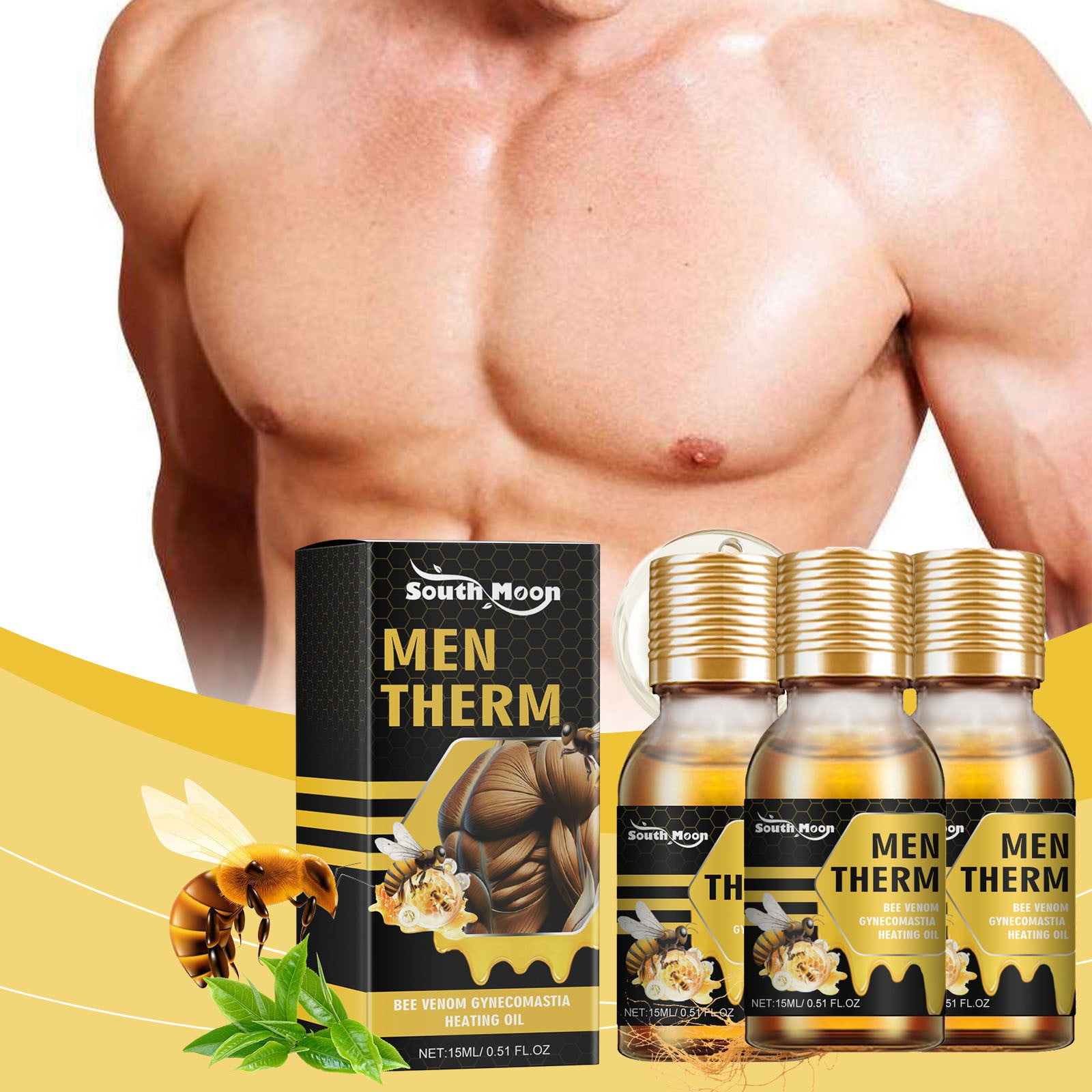 Xixili MenTherm Bee Heating Oil, New Men Bee Oil