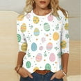 thumbnail image 1 of Xixinqiwan 2025 Easter Shirt for Women,Womens Easter Bunny Graphic Shirts Summer Spring 3/4 Sleeve Crew Neck Tee Shirts for Women, 1 of 5