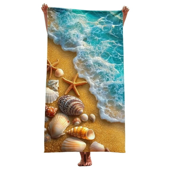 Xixinqiwan Beach Towel,Ultra Soft Plush Highly Absorbent Bath Towel with Funny Animal Starfish,Travel Swimming Decor Gifts for Kids Adults