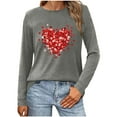thumbnail image 1 of Xixinqiwan Blouse for Women Clearance,Womens 2025 Valentine's Day Pink Top Romantic Cute Long Sleeve Fashion Blouse Hearts Lovers Tee for Ladies, 1 of 6