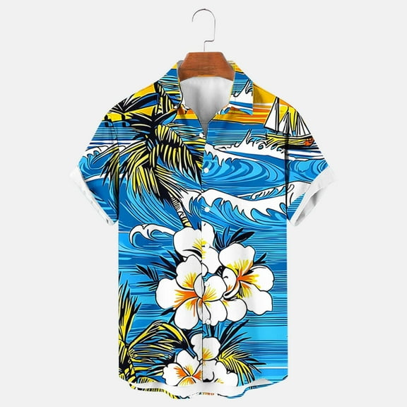 Xixinqiwan No Boundaries Men's & Big Men's Button Up Shirt,Men's Quick Dry Hawaiian Shirt Short Sleeve Button Down Beach Print Shirt Moisture Wicking Summer Resort Clothes
