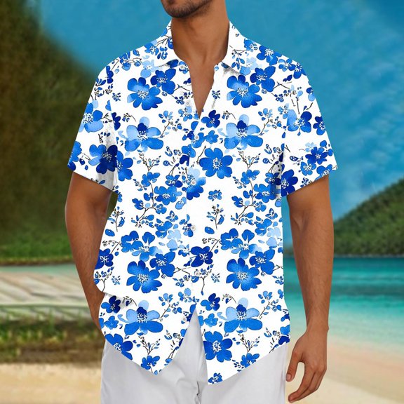 Xixinqiwan Men's & Big Men's Button Up Shirt,Men's Short Sleeve Button Down Shirts Summer Beach Printed Shirt Casual Wedding Vacation Top Blouse