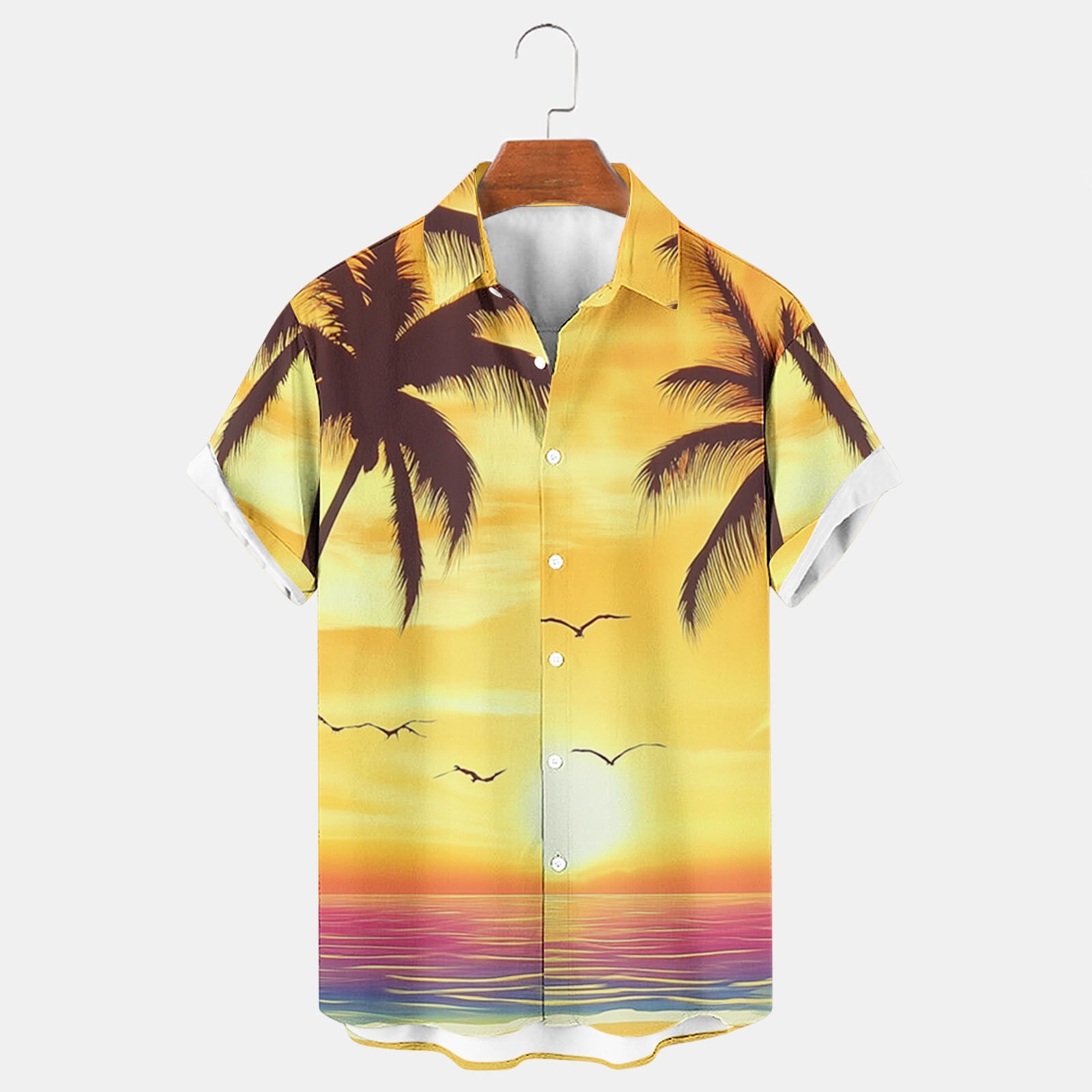 DATAMOUNT Men's Short Sleeve Button Down Shirt - Loose Fit Casual Hawaiian Style - View #12