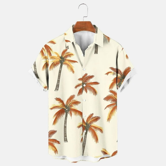 Xixinqiwan Men's Button Shirt,Men's Button Down Shirt Short Sleeve Lightweight Summer Tropical Beach Print Shirt Casual Resort Vacation Wear
