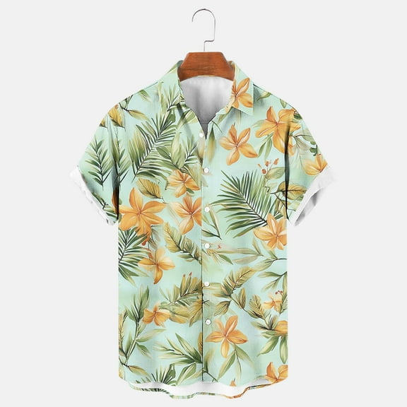 Xixinqiwan Men's Button Shirt,Men's Summer Printed Shirt Short Sleeve Breathable Button Down Beach Shirt for Summer Casual Vacation Wedding Shirt