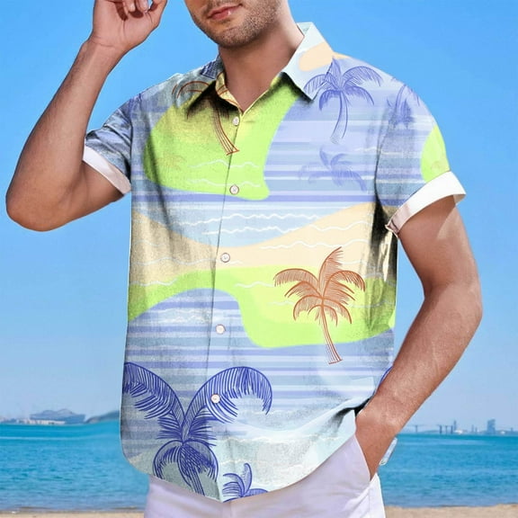 Xixinqiwan No Boundaries Men's Button Shirt,Men's Summer Printed Shirt Short Sleeve Breathable Button Down Beach Shirt for Summer Casual Vacation Wedding Shirt