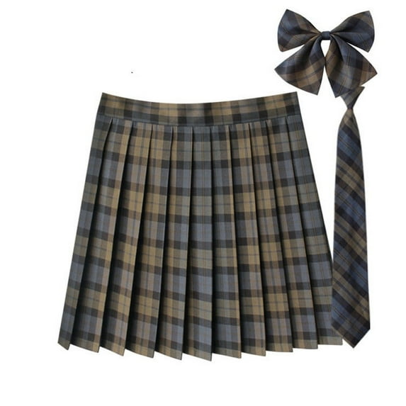 Xixinqiwan Women Skirts under $5,Women's Mini Skirt Plaid American Vintage Pleated Skirt Uniform Role Play Costume Halter Dresses with Flowy Design