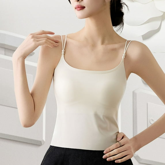 Xixinqiwan Women Tank Tops,Women Seamless Fitted Camisole Spaghetti Strap Silk Cami Tops Stretchable Knit Tank Undershirt for Layerling