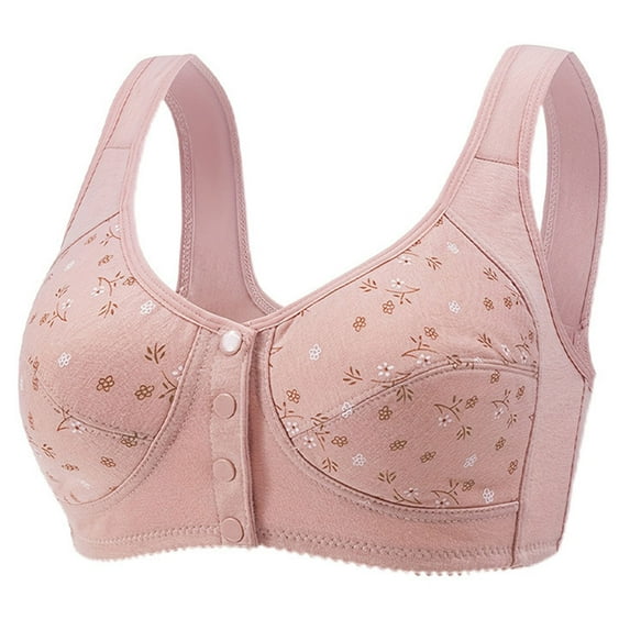 Xixinqiwan Bra for Women,Front Snaps Bras for Women Plus Size Floral Print Front Button Vest Type Breathable And Comfortable Lace Thin Wirefree Underwear Bra