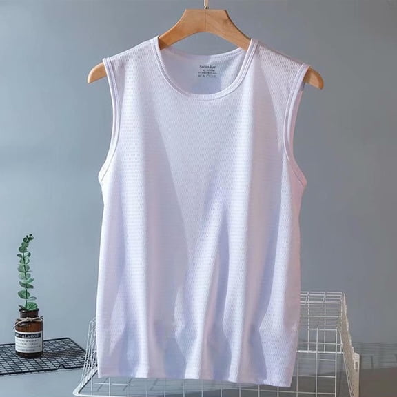 Xixinqiwan Tank Tops for Men,Men's Sleeveless Crewneck Tank Tops Quick Dry Muscle Swim Shirt Going Out Streetwear Clothing