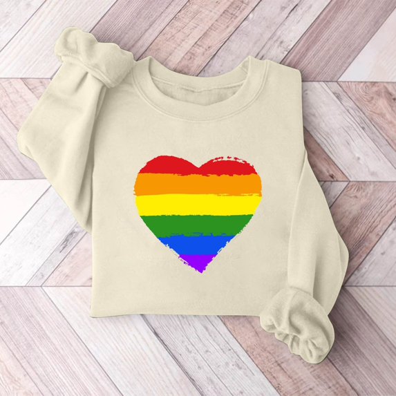 Xixinqiwan Valentine's Day Long Sleeve Shirts,Women Valentines Sweater Love Heart Graphic Knit Sweatshirts Valentine Day Oversized Crewneck Tops