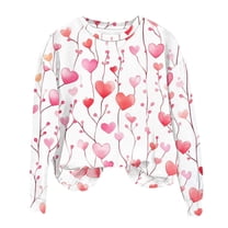 Xixinqiwan Valentine's Day Long Sleeve Shirts,Womens Oversized Crewneck Tops Holiday Long Sleeve Outfits Valentines Day Shirts Gifts for Her