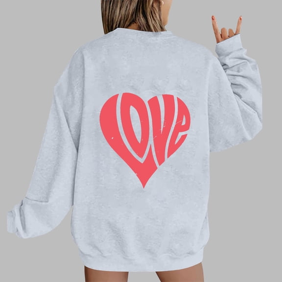 Xixinqiwan Valentine's Day Pullovers,Women Girls Plus Size Long Sleeve Shirts Cute 3D Colorful Heart Pattern Graphic Tees Loose Fit Cozy Pullovers
