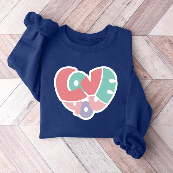 Xixinqiwan Valentine's Day Pullovers,Womens Cute Leopard Love Heart Valentines Shirt Gift Teacher Valentine Sweatshirt