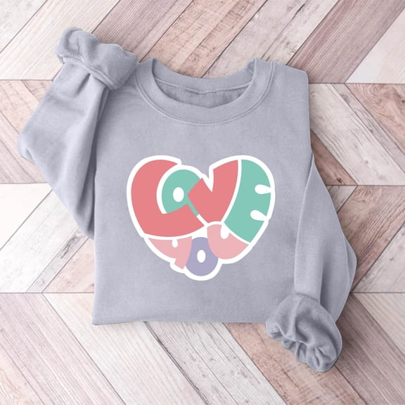 Xixinqiwan Valentine's Day Pullovers,Womens Cute Leopard Love Heart Valentines Shirt Gift Teacher Valentine Sweatshirt