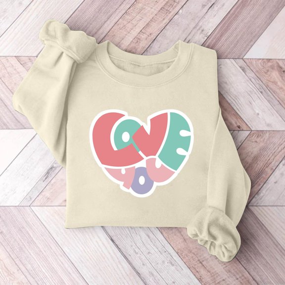 Xixinqiwan Valentine's Day Pullovers,Womens Cute Leopard Love Heart Valentines Shirt Gift Teacher Valentine Sweatshirt