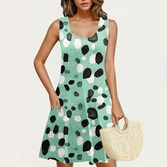 Xixinqiwan Dresses for Women ,2025 Women's Summer Dress Sleeveless Floral Boho Sundress Casual Loose Beach Vacation Tank Dresses