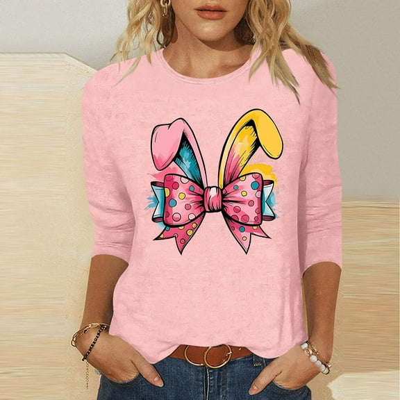 Xixinqiwan Easter Clothing for Women,Womens Plus Size Bunny Graphic Tees Happy Easter Bunny Hare Tops Funny Spring Shirts