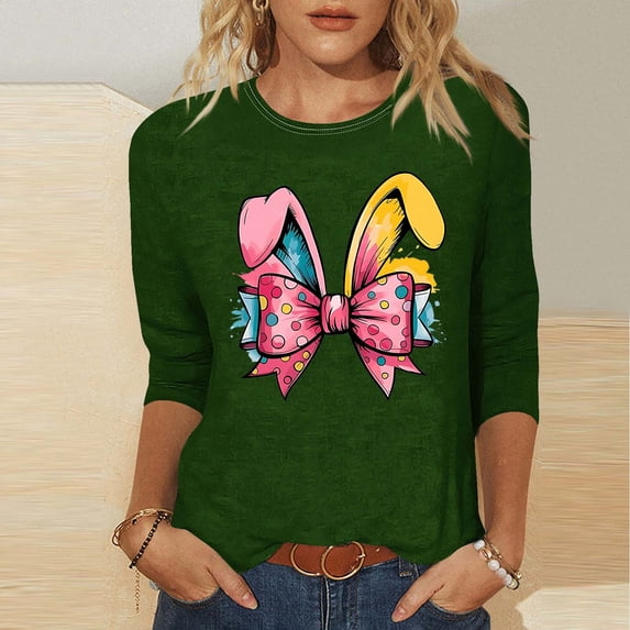 Xixinqiwan Easter Clothing for Women,Womens Plus Size Bunny Graphic Tees Happy Easter Bunny Hare Tops Funny Spring Shirts