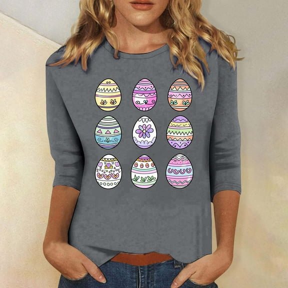 Xixinqiwan Easter Day Womens Tops,Women 2025 Easter Christian T-shirts Loose Fit Crewneck Tee Tops Casual Festival T Shirts Religious Going out Summer Tees