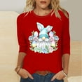 thumbnail image 1 of Xixinqiwan Easter Day Womens Tops,Womens Tops Trend Three Quarter Sleeve Printed Cartoon Easter Bunny Tshirt Top Easter Dress for Women, 1 of 5